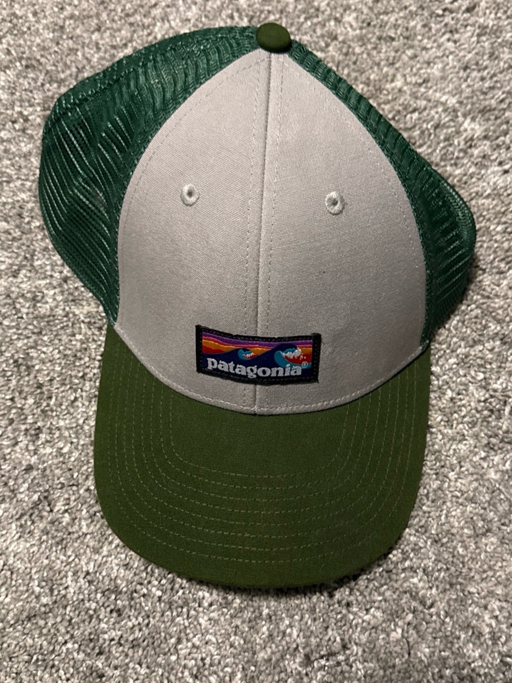 Patagonia Green and Gray Mesh Back Trucker Hat unisex